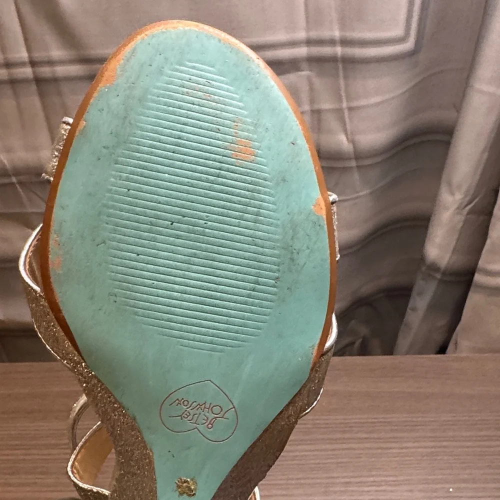 Betsey Johnson Silver Glitter Strappy Heels - Picture 5 of 8